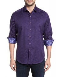violettes Langarmhemd mit geometrischem Muster