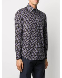 violettes Langarmhemd mit geometrischem Muster von Paul Smith