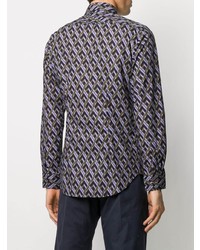 violettes Langarmhemd mit geometrischem Muster von Paul Smith