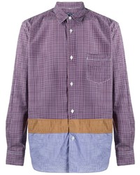 violettes Langarmhemd mit Karomuster von Comme des Garcons Homme