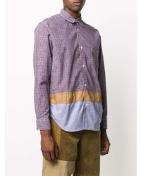 violettes Langarmhemd mit Karomuster von Comme des Garcons Homme