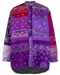 violettes Langarmhemd mit Paisley-Muster von Children Of The Discordance