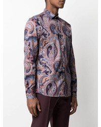 violettes Langarmhemd mit Paisley-Muster von Etro