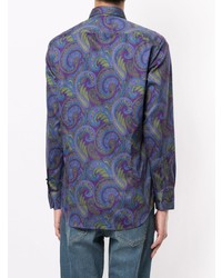 violettes Langarmhemd mit Paisley-Muster von Etro