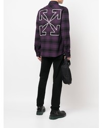 violettes Langarmhemd mit Schottenmuster von Off-White