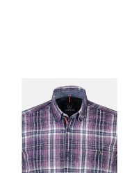 violettes Langarmhemd mit Schottenmuster von LERROS