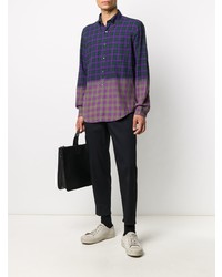 violettes Langarmhemd mit Schottenmuster von Aspesi