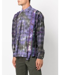 violettes Langarmhemd mit Schottenmuster von Needles