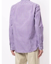 violettes Langarmhemd mit Vichy-Muster von Kent & Curwen