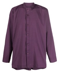 violettes Langarmhemd von Homme Plissé Issey Miyake