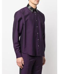 violettes Langarmhemd von Roberto Cavalli