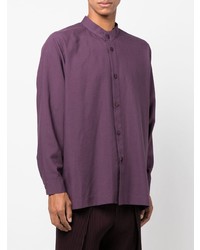 violettes Langarmhemd von Homme Plissé Issey Miyake