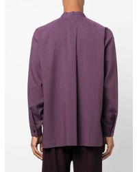 violettes Langarmhemd von Homme Plissé Issey Miyake