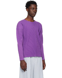 violettes Langarmshirt von Homme Plissé Issey Miyake