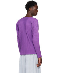 violettes Langarmshirt von Homme Plissé Issey Miyake