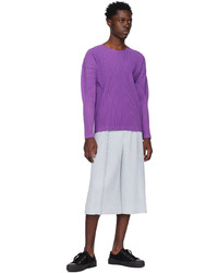 violettes Langarmshirt von Homme Plissé Issey Miyake