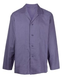 violettes Leinen Langarmhemd von Homme Plissé Issey Miyake