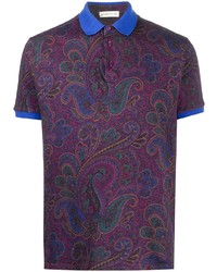 violettes Polohemd mit Paisley-Muster