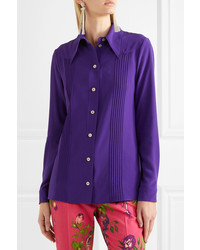 violettes Seide Businesshemd von Gucci