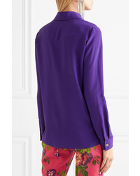 violettes Seide Businesshemd von Gucci