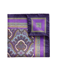 violettes Seide Einstecktuch mit Paisley-Muster