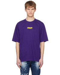 violettes Strick T-Shirt mit einem Rundhalsausschnitt von DSQUARED2