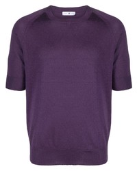 violettes Strick T-Shirt mit einem Rundhalsausschnitt von PT TORINO