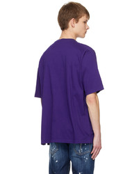 violettes Strick T-Shirt mit einem Rundhalsausschnitt von DSQUARED2