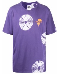 violettes Mit Batikmuster T-Shirt mit einem Rundhalsausschnitt von Prmtvo