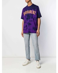 violettes Mit Batikmuster T-Shirt mit einem Rundhalsausschnitt von DSQUARED2