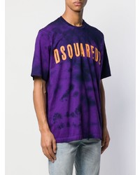 violettes Mit Batikmuster T-Shirt mit einem Rundhalsausschnitt von DSQUARED2