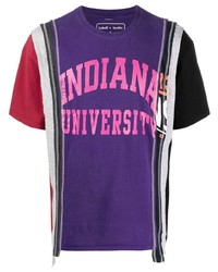violettes T-Shirt mit einem Rundhalsausschnitt mit Flicken