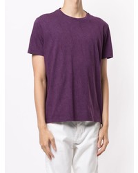 violettes T-Shirt mit einem Rundhalsausschnitt mit Paisley-Muster von Etro