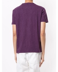 violettes T-Shirt mit einem Rundhalsausschnitt mit Paisley-Muster von Etro