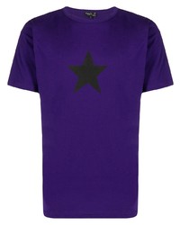 violettes T-Shirt mit einem Rundhalsausschnitt mit Sternenmuster