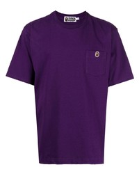 violettes T-Shirt mit einem Rundhalsausschnitt von A Bathing Ape