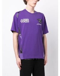 violettes T-Shirt mit einem Rundhalsausschnitt von AAPE BY A BATHING APE