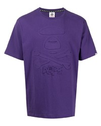 violettes T-Shirt mit einem Rundhalsausschnitt von AAPE BY A BATHING APE