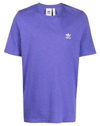 violettes T-Shirt mit einem Rundhalsausschnitt von adidas
