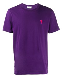 violettes T-Shirt mit einem Rundhalsausschnitt von Ami Paris