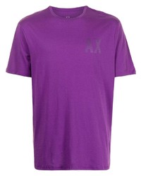 violettes T-Shirt mit einem Rundhalsausschnitt von Armani Exchange