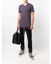 violettes T-Shirt mit einem Rundhalsausschnitt von Rick Owens