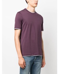 violettes T-Shirt mit einem Rundhalsausschnitt von Brunello Cucinelli