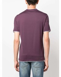 violettes T-Shirt mit einem Rundhalsausschnitt von Brunello Cucinelli