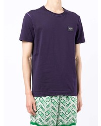 violettes T-Shirt mit einem Rundhalsausschnitt von Dolce & Gabbana