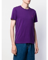 violettes T-Shirt mit einem Rundhalsausschnitt von Ami Paris