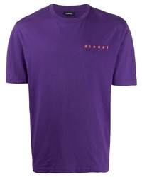 violettes T-Shirt mit einem Rundhalsausschnitt von Diesel