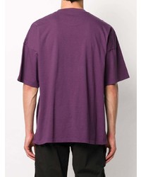 violettes T-Shirt mit einem Rundhalsausschnitt von White Mountaineering