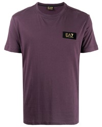 violettes T-Shirt mit einem Rundhalsausschnitt von Ea7 Emporio Armani