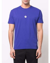 violettes T-Shirt mit einem Rundhalsausschnitt von Stone Island